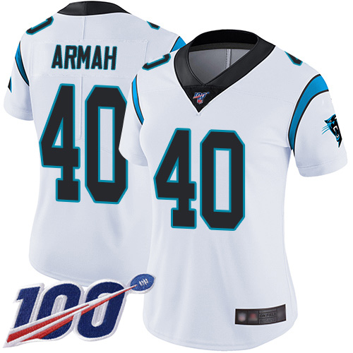 Carolina Panthers Limited White Women Alex Armah Road Jersey NFL Football #40 100th Season Vapor Untouchable